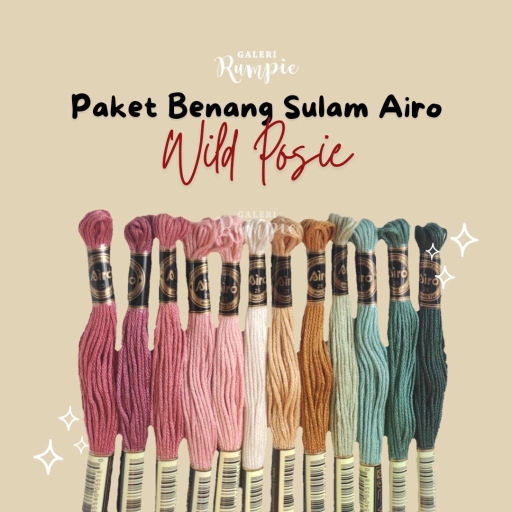[PAKET AIRO] 6pcs/12pcs/24pcs Paket Benang Sulam AIRO