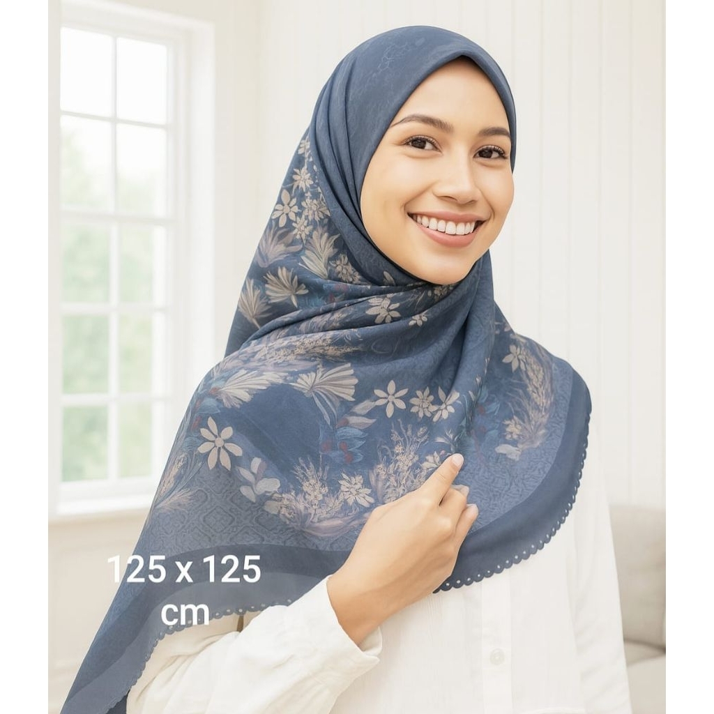 PROMO / SYARI NIRMADAA BIRU / JILBAB VOAL PREMIUM / GROSIR HIJAB / HIJAB SEGI EMPAT / VOAL MOTIF PRE