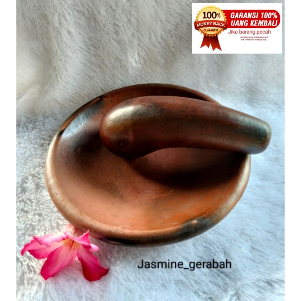 Cobek + ulekan tanah liat / gerabah tanah liat