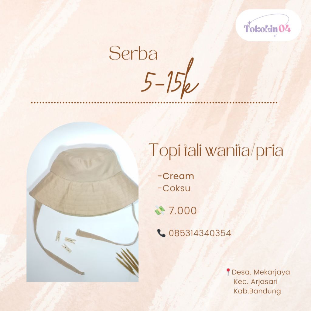 Topi Hijabers. Bucket Hat Selegram Aksen Tali. Bahan Bagus. Lebar tidak merusak penampilan