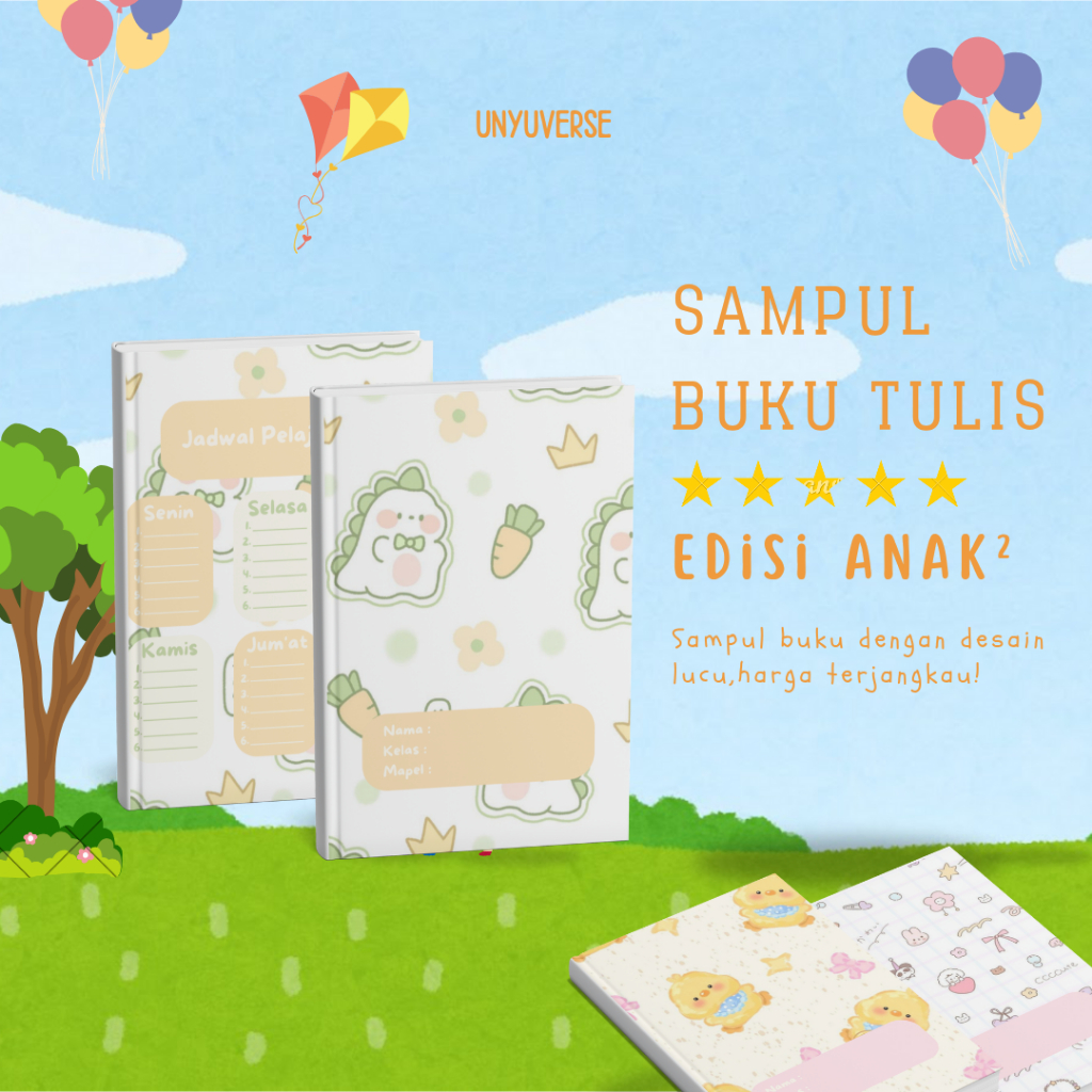 

UnyuVerse Sampul Buku Tulis Desain Anak-anak | Lucu | Series Uk A5/B5