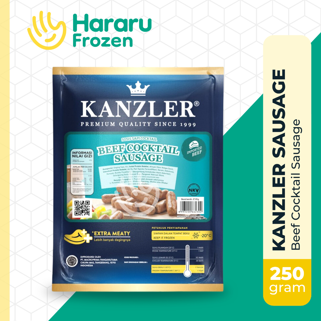 

Kanzler Beef Cocktail Sausage | Sosis Sapi Breakfast Original 250 Gram