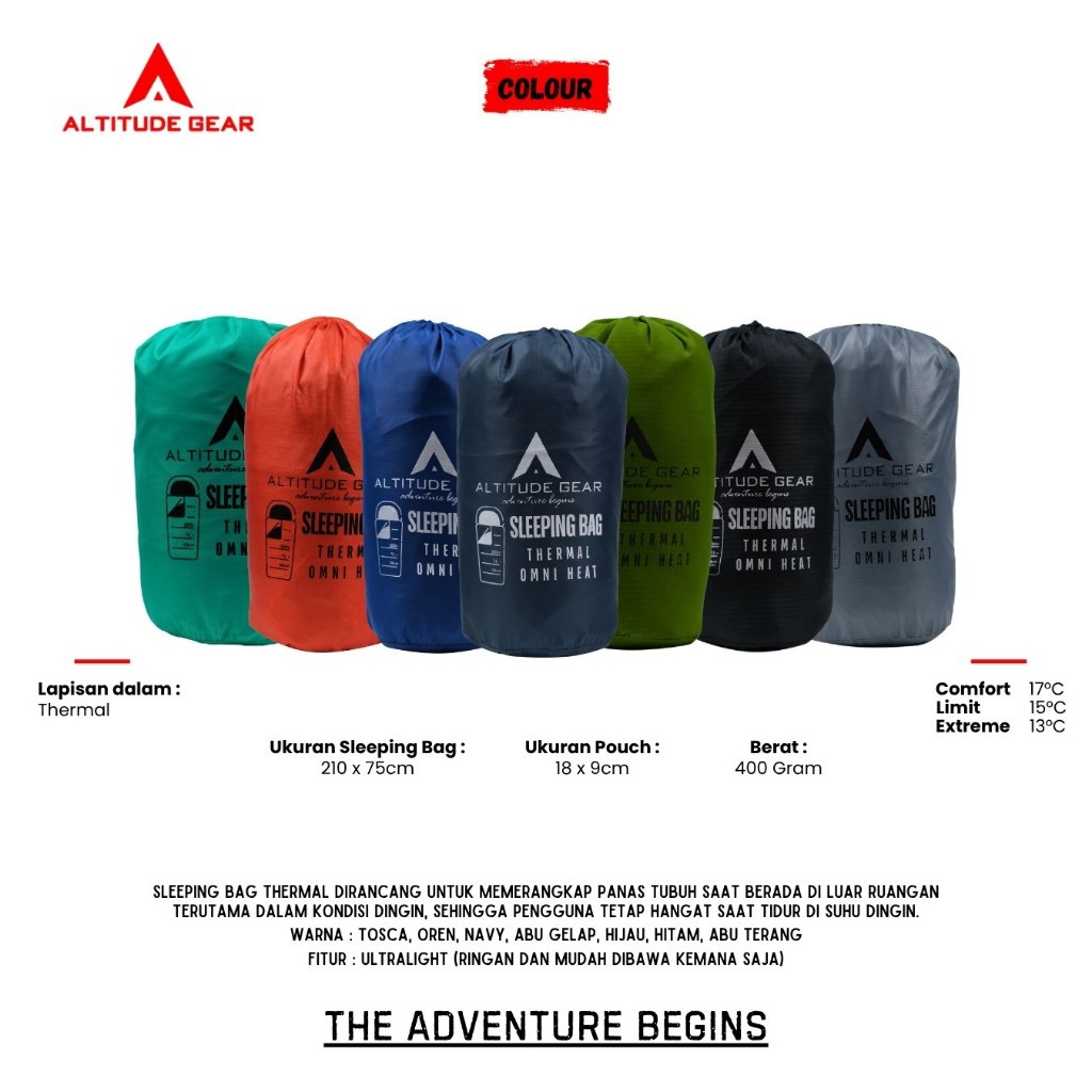 Altitude Gear Sleeping Bag Thermal Omni Heat