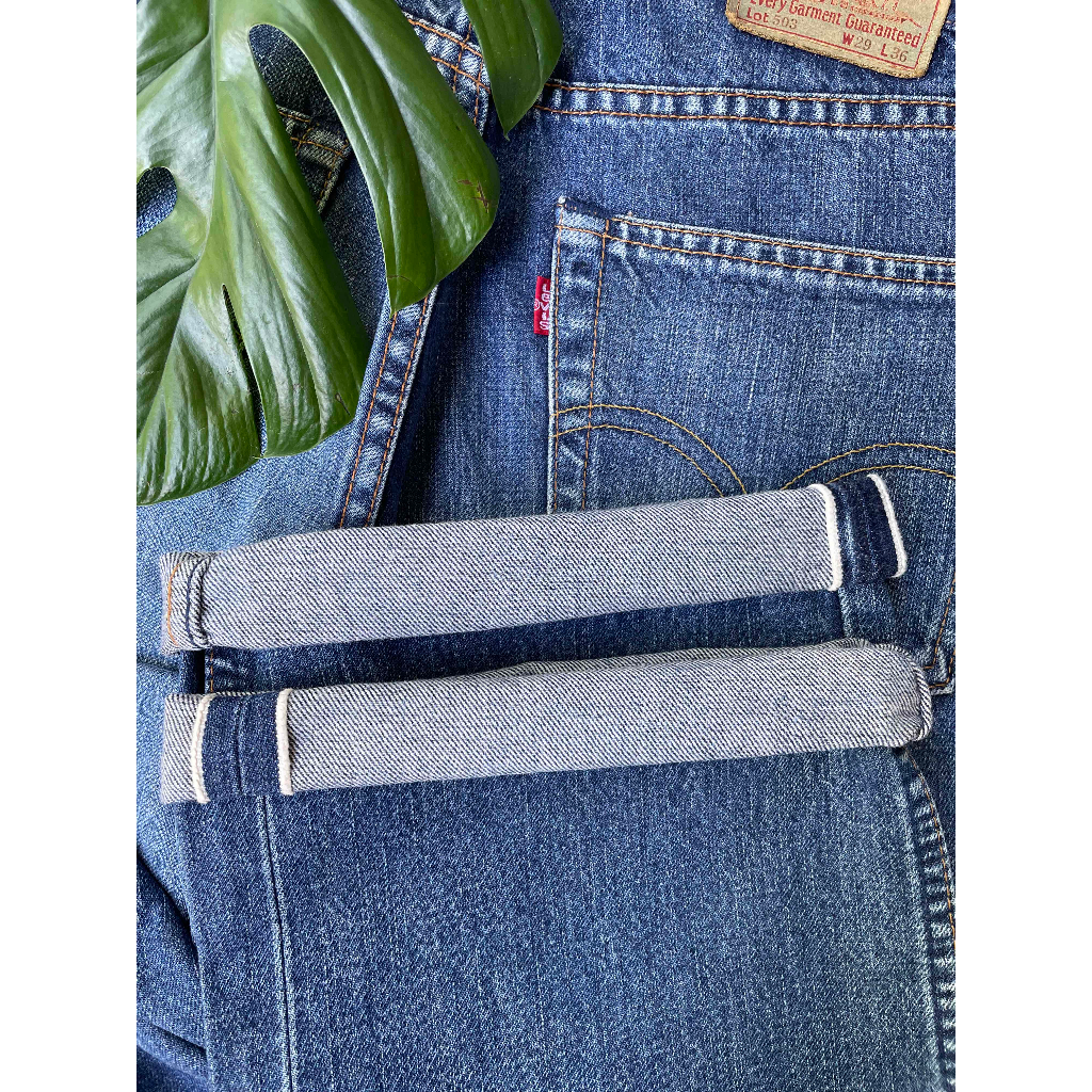 Celana Jeans LP 5 0 3 Straight Fit 90's Vtg Stonewash Selvedge Denim