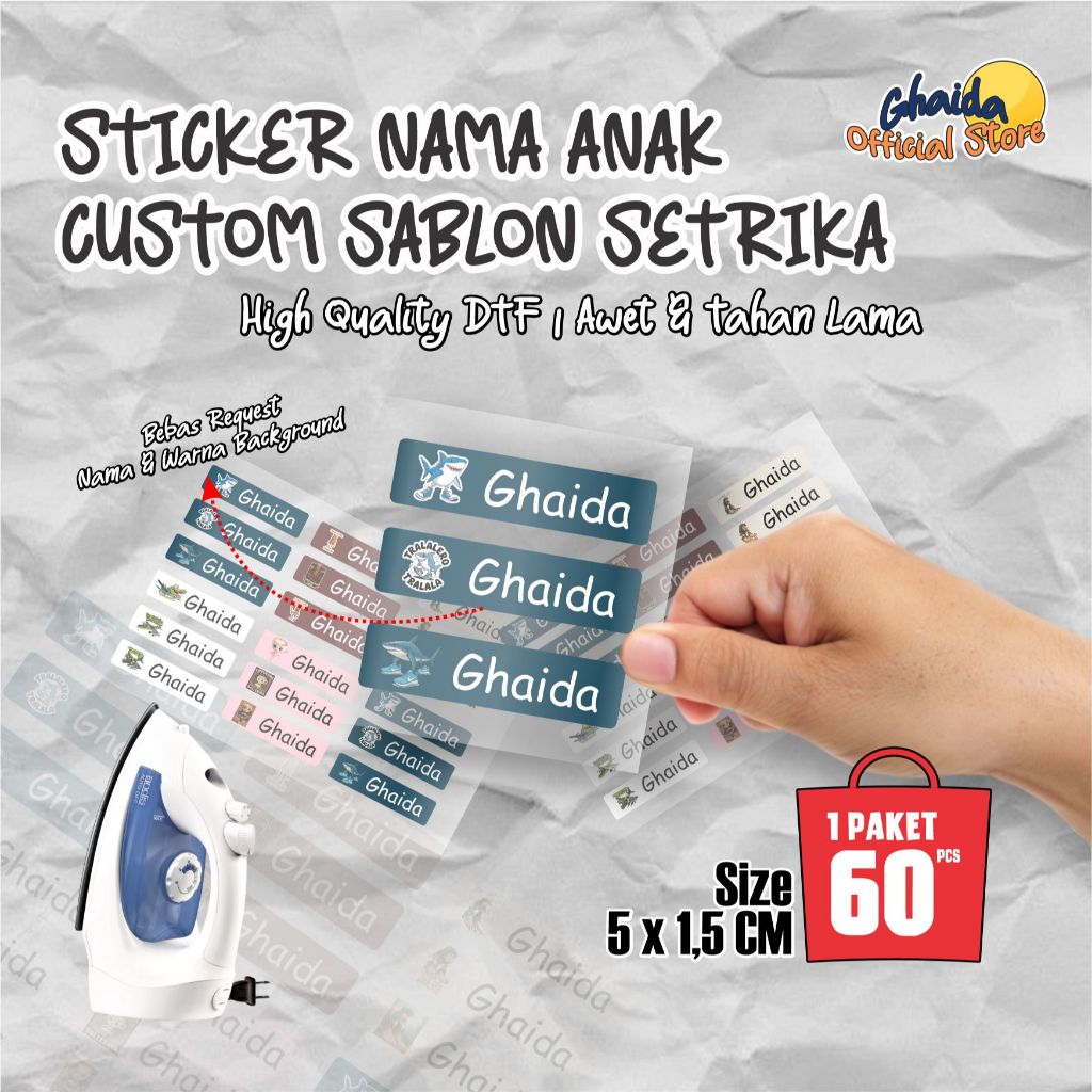 

Sablon Sticker Nama Sablon DTF / Sablon Satuan / Sablon Nama Satuan / Sablon Nama Baju / Stiker Baju / Sablon Nama Anomali Tungtung Sahur / Cappuccina Balerina / Tralalerolo Tralala