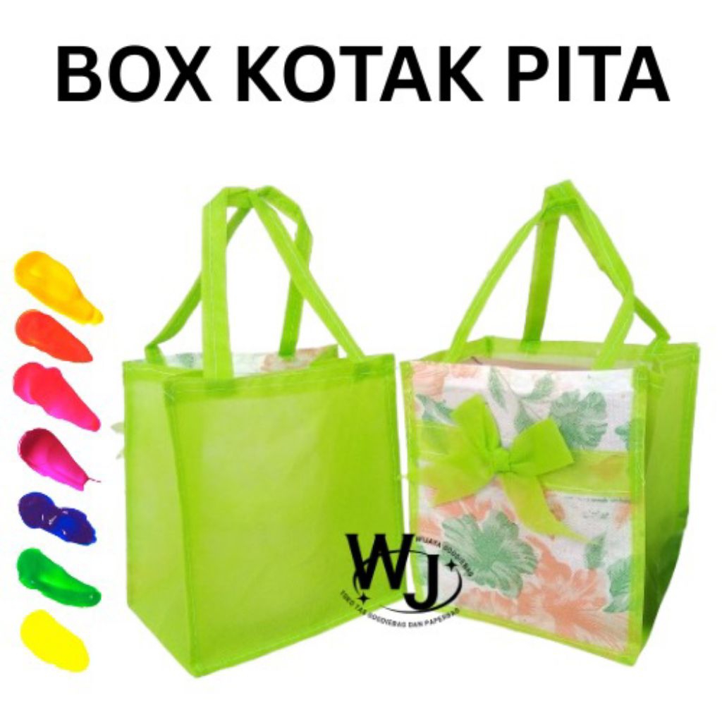 Tas kain box Hajatan Box Besek Nasi Goodiebag Pita uk 18x18 isi 12