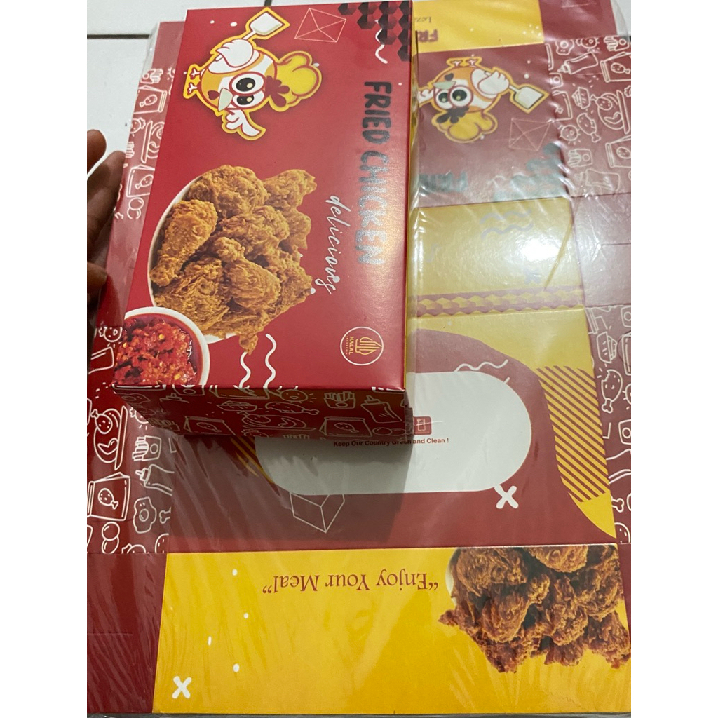 

dus fried chicken laminasi isi 100 pcs T:6cm L:10cm P:17,6cm
