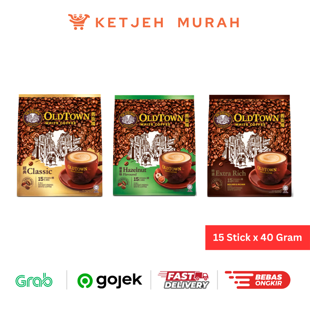 

Old Town White Coffee 3 in 1 Rasa Classic / Hazelnut / Extra Rich isi 15 Stick x 40 Gram
