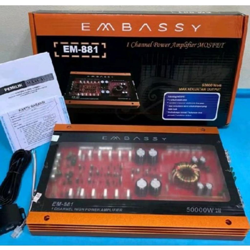 Power Amplifier Mobil Embassy EM-881 50000 Watt Original