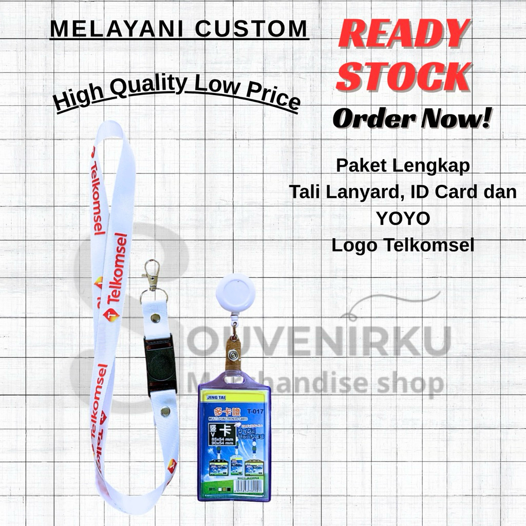 

Paket Tali Lanyard + ID Card + YOYO Logo Telkomsel, Merah dan Putih
