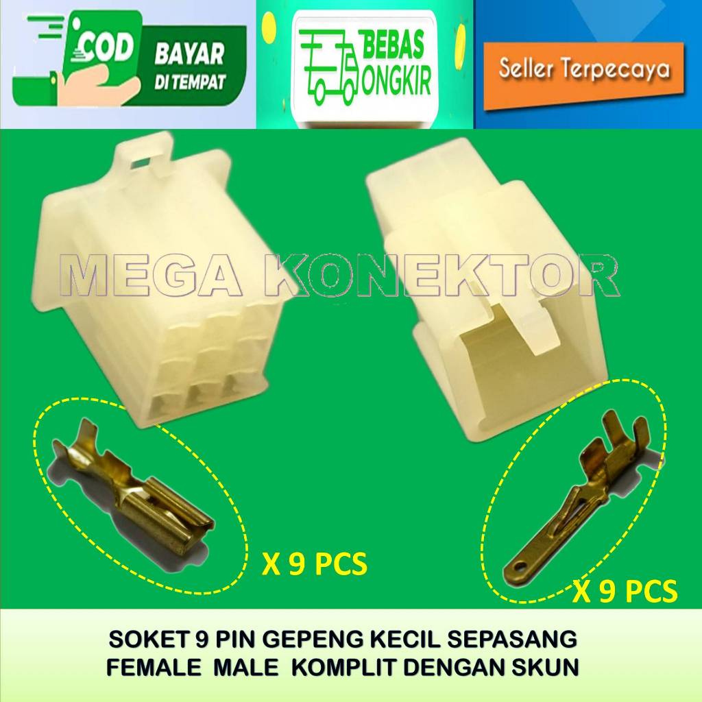 SOKET KABEL MOTOR 9 PIN KECIL  MALE FEMALE -SOKET –SOKET KABEL–9 PIN- SOKET KABEL 9 PIN NYLON