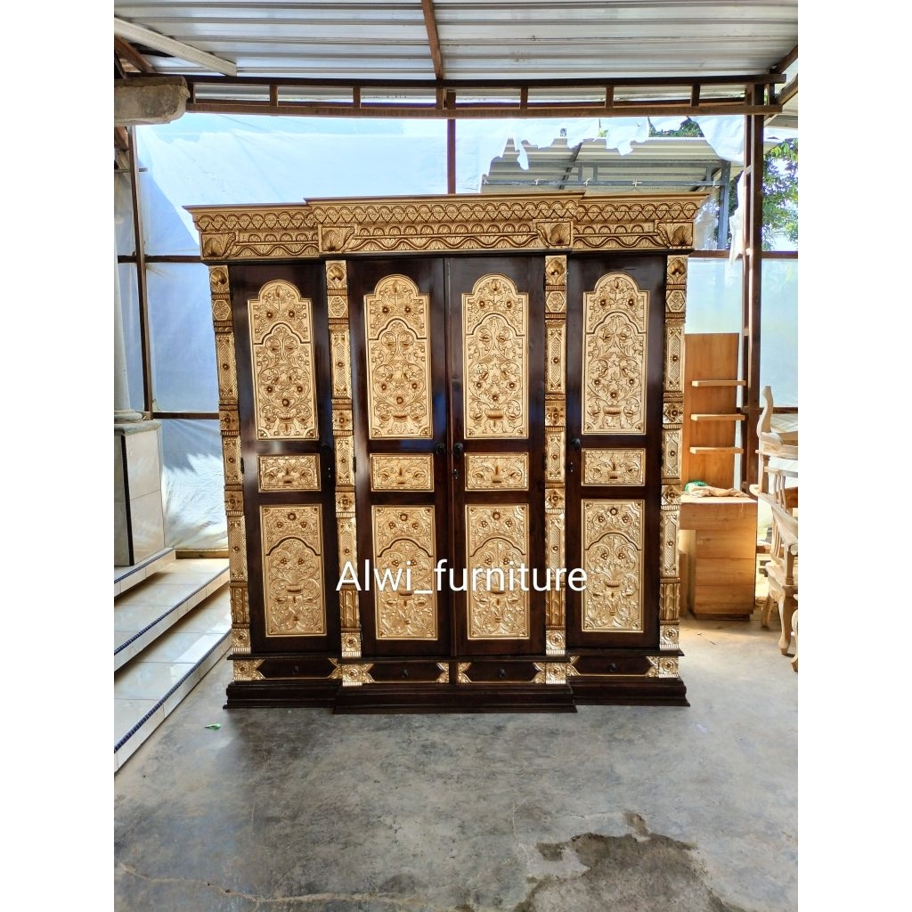 Almari pakaian gebyok pintu 4/lemari furniture jepara