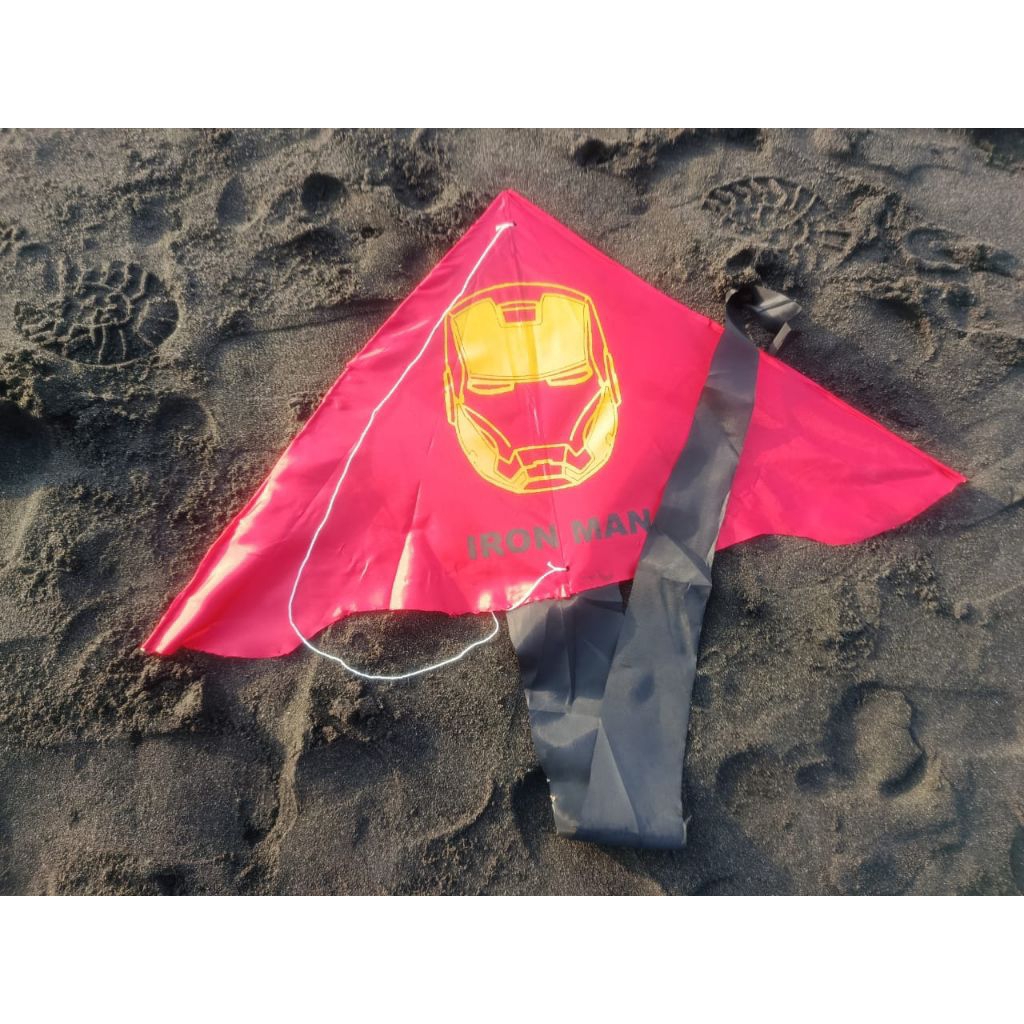 terlaris layangan pantai model iron man gambar dari cat sablon