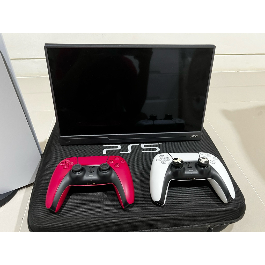 Playstation 5 Disk Version / Ps5 Fullset + 2 Dualsense + Full Game 13 Title + Monitor Portable G-Sto