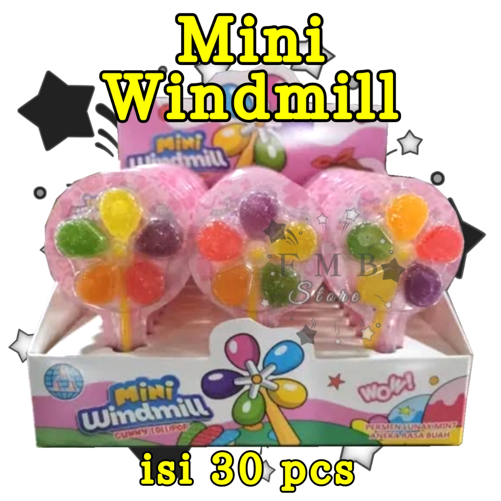 

Permen Ngipas - Kipas Windmild 1 Box @30pcs - Permen Lunak Candy Gummy Food Rasa Buah Fruity Lolipop Manis
