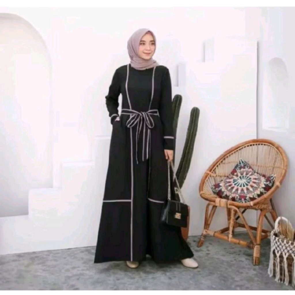 Abaya Hitam Kekinian Simpel  - ABAYA ASMA - Gamis Muslimah Anak Remaja Dewasa - Ready siap kirim [BI