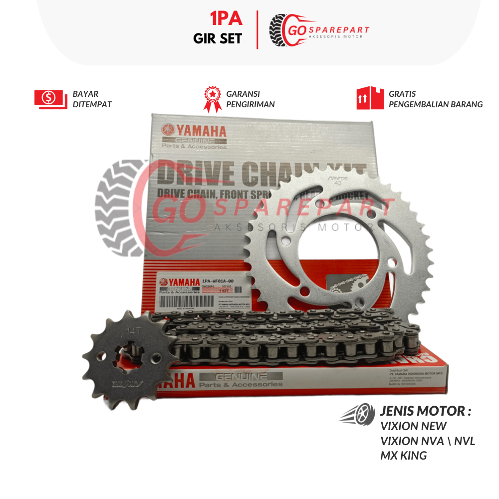 1PA GIR SET MOTOR YAMAHA VIXION NEW / GEAR SET MOTOR VIXION / RANTAI GIR / SPROCKET GIR SET / GEAR G
