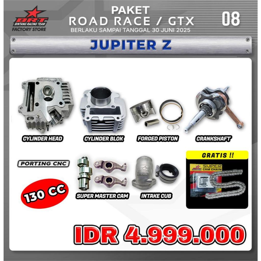 PAKET ROAD RACE / GTX JUPITER Z 130CC ( HEAD PORTING CNC , BLOK , CRANKSHAFT , PISTON , CAM , INTAKE