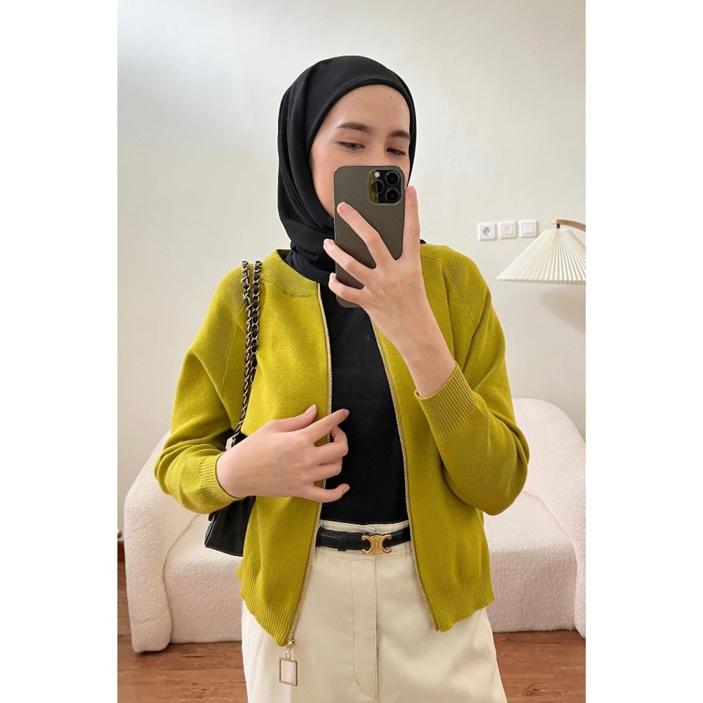 GONEGANI OFFICIAL - Jacket Knit Resleting Bomber Cardy Knit