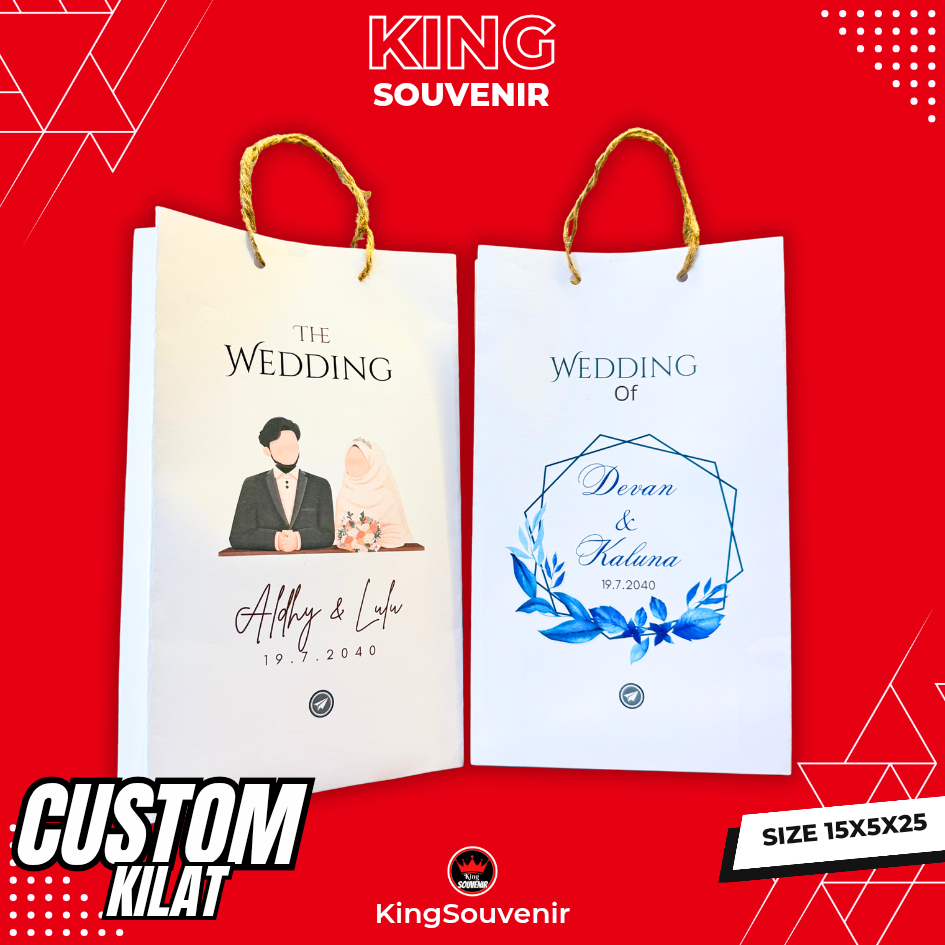 

PAPER BAG PERNIKAHAN BISA CUSTOM NAMA KANTONG KERTAS BRIDESMAID 15X5X25