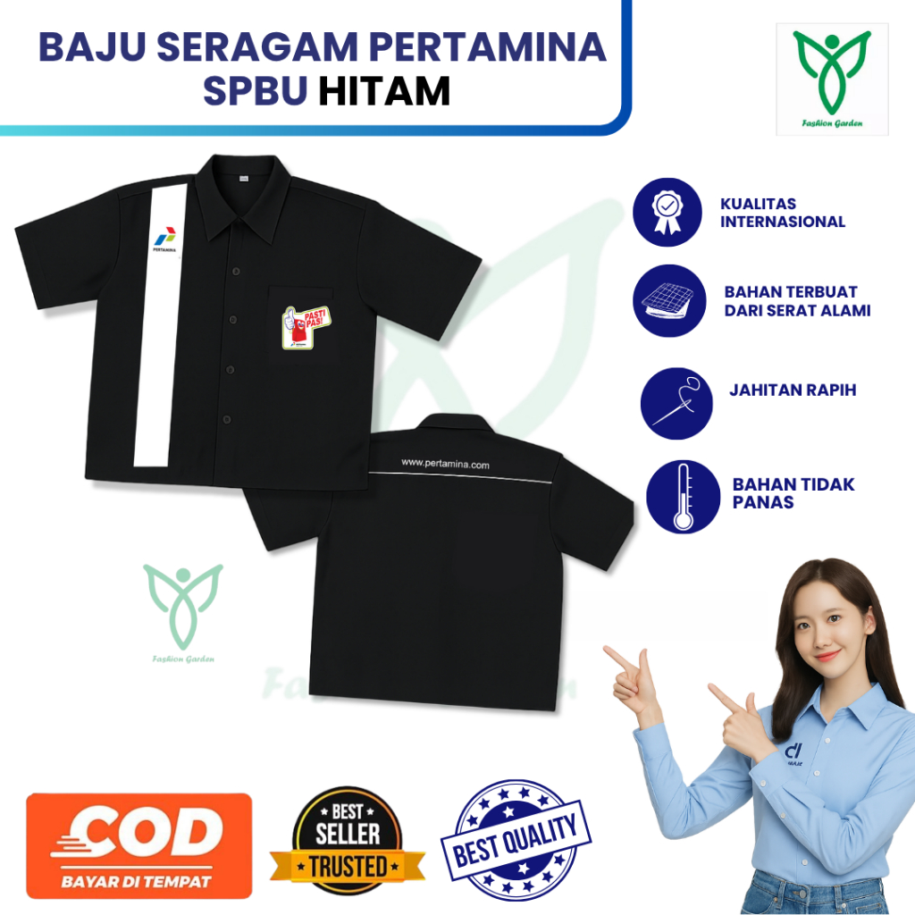 Baju Pertamina Hitam | Baju Spbu | Seragam Spbu Hitam SUPERVISOR | Seragam Pertamina SUPERVISOR