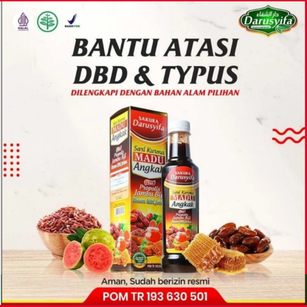 Madu Angkak Sakura Darusyifa Plus Obat Herbal DBD & Tipes Penambah Trombosit Reaksi Cepat