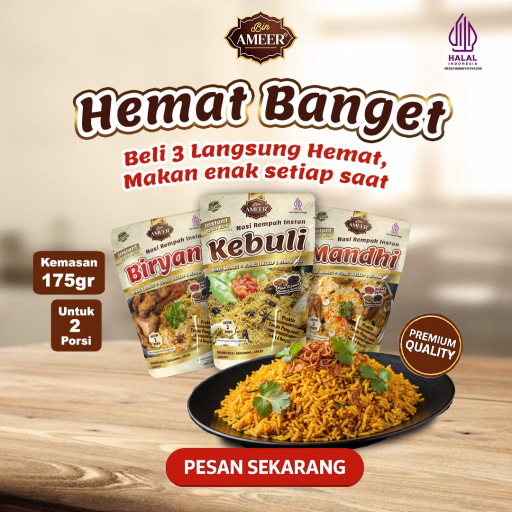 

Paket PRAKTIS 175gr Nasi Rempah 100% Rempah Murni Autentik I BIN AMEER