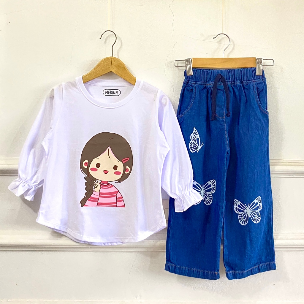 Setelan anak perempuan lengan panjang kaos panjang anak cewek terbaru