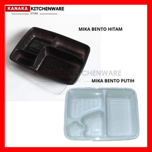 MIKA BENTO PUTIH 4 SEKAT / 5 SEKAT / 3 SEKAT / MIKA BENTO HITAM TRAY 4 / MIKA BENTO JUMBO / MIKA NAS