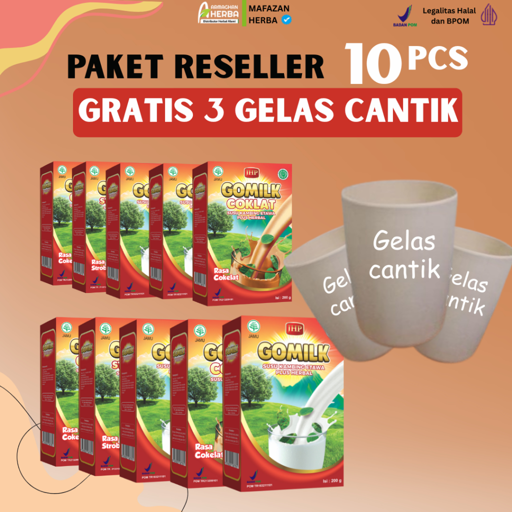 

[PAKET RESELLER] [GRATIS HADIAH][BELI 8 GRATIS 2] [EXPIRED LAMA] Susu Kambing GOMILK 200 gr GARANSI Produk Original