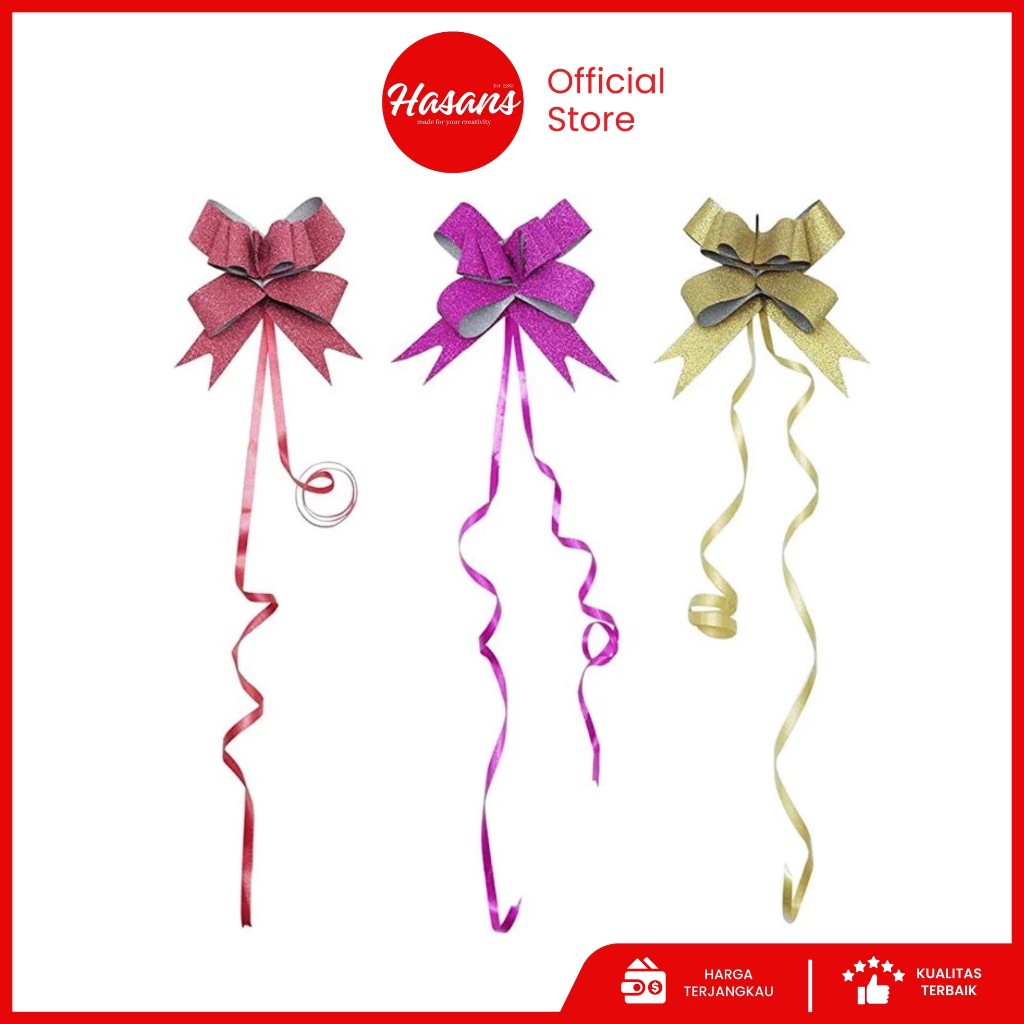 

[10 Pcs] Pita Tarik Glitter / PIta Serut Glitter / Pita Kado / Pita Hiasan Parcel / Pita Kupu Kupu / Tali Kado S04
