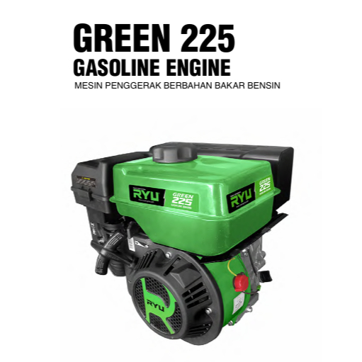RYU Mesin Penggerak 7.5 HP - Mesin GX225 - Gasoline Engine RS 225 - Mesin Ketinting - Hitam