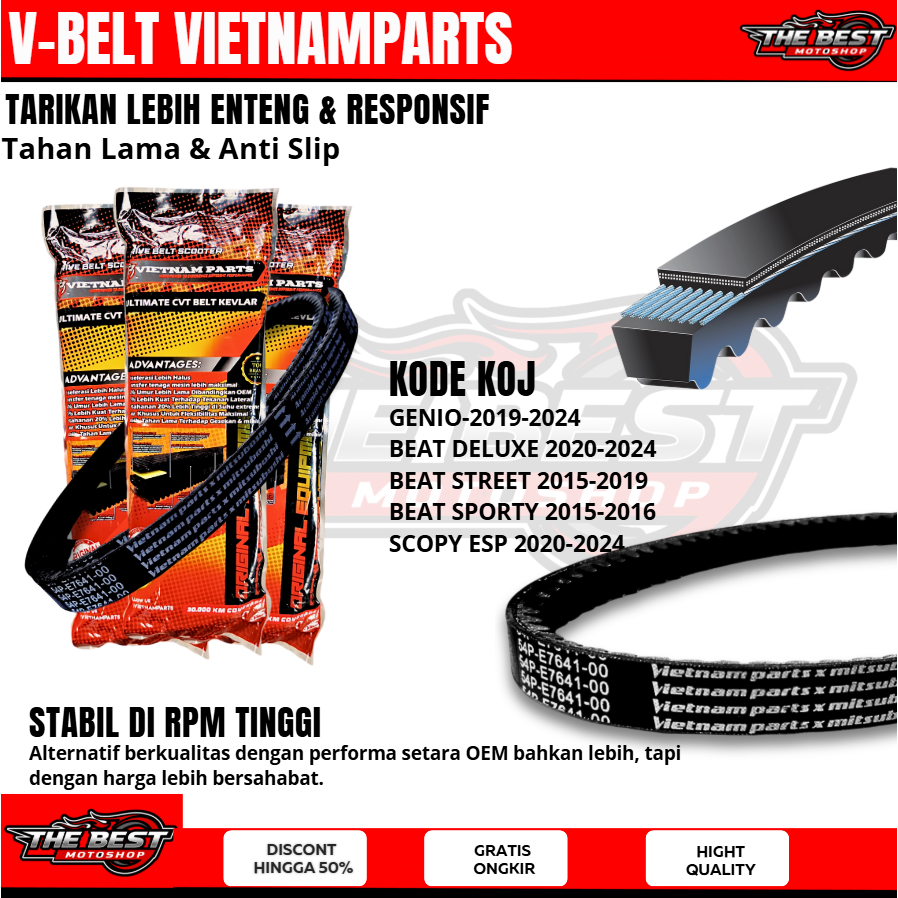 V-BELT VANBELT BEAT DELUXE GENIO BEAT STREET 2021 DLL KODE KOJA