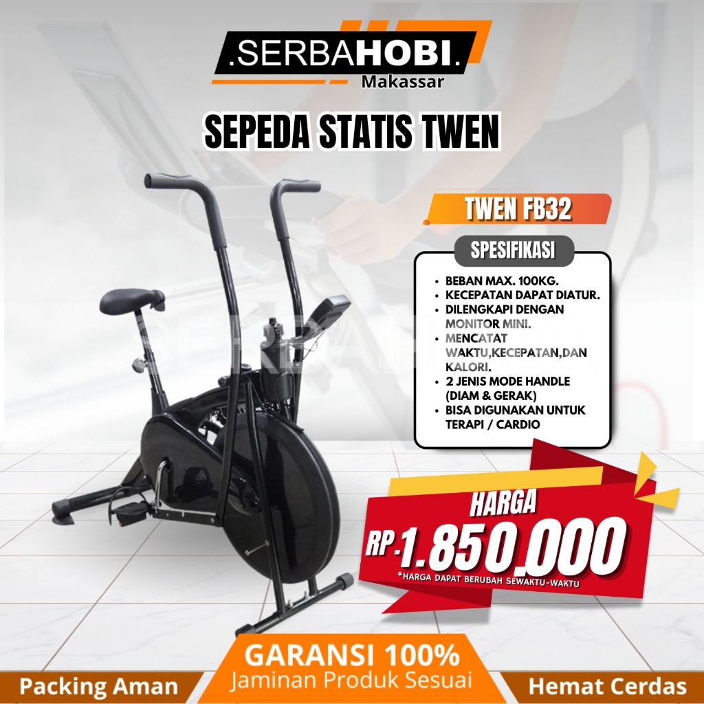 Sepeda Statis Twen FB-32 fitur lengkap / Sepeda Statis dengan Pendeteksi Detak jantung / Sepeda Stat