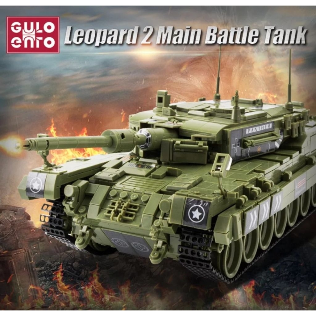 mainan brick tank leopard II