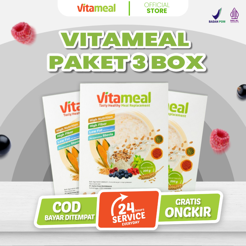 

Paket 3 Box Vitameal Multigrain Sereal Herbal Diabetes Kolesterol Hipertensi Gula Darah Stabil VITAMINILK HIPERTENSI