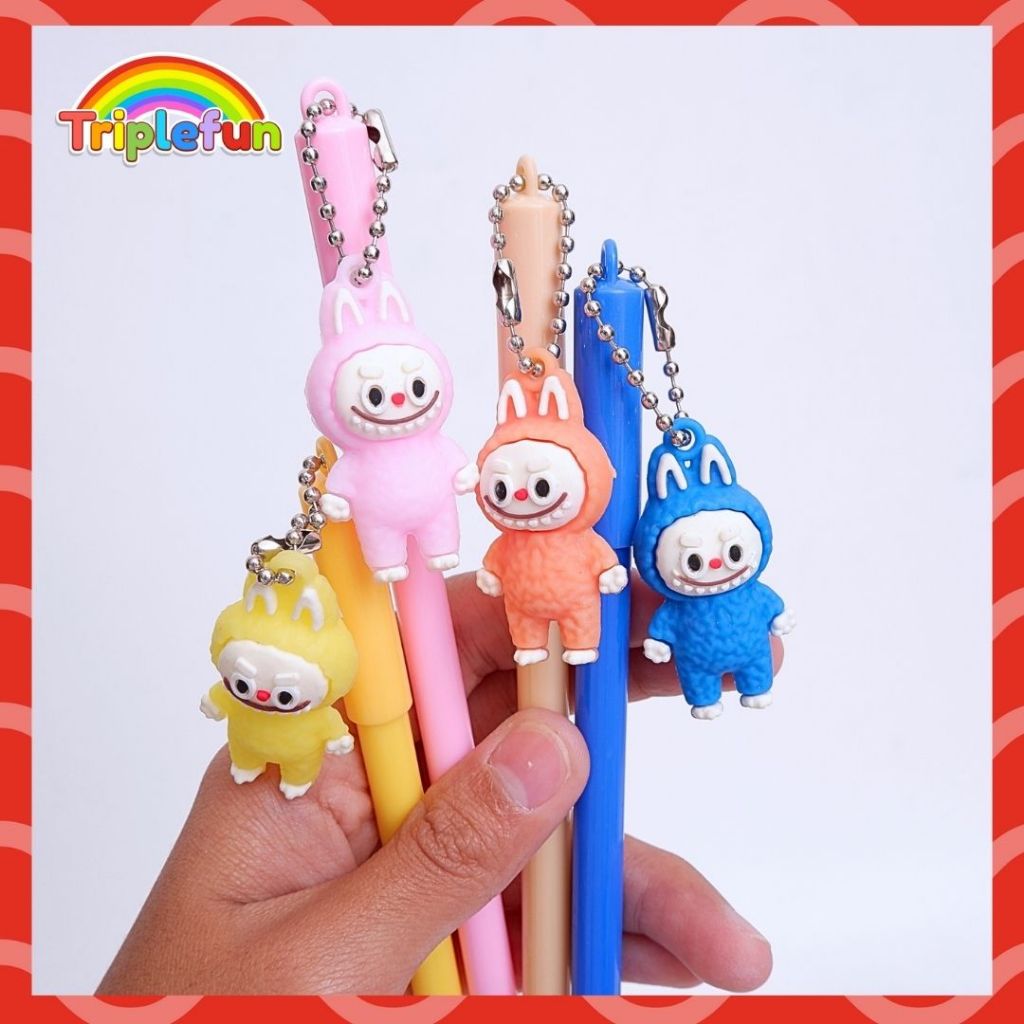 

Pena Gel Gantungan Labubu Full Body Pen Gelpen Bolpen Tinta Hitam Lucu Karakter Viral