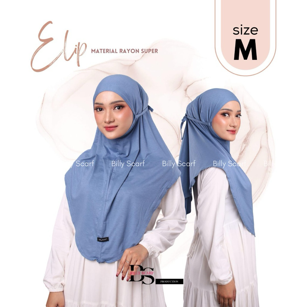 Billy Scarf Elip // Hijab Instan Bergo Tali By Elip Bahan Katun Rayyon Premium