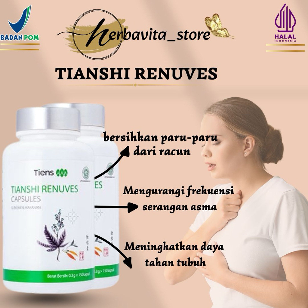 Renuves Tiens | Detox Paru-Paru & Bantu Redakan Asmaenuves Paru-Paru Sehat | Herbal Bantu Nafas Lega