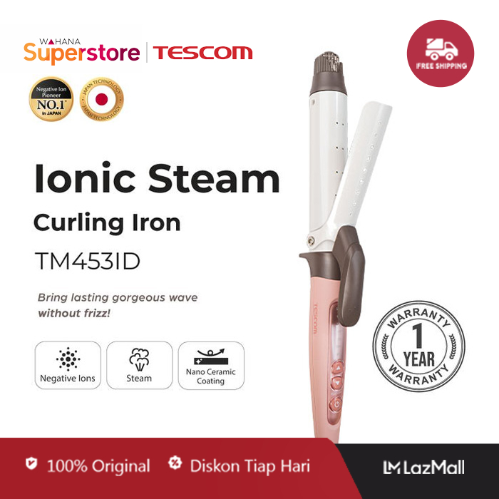 Tescom Pengeriting Rambut Ionic Steam Curling Iron - TM453ID | TM453-ID
