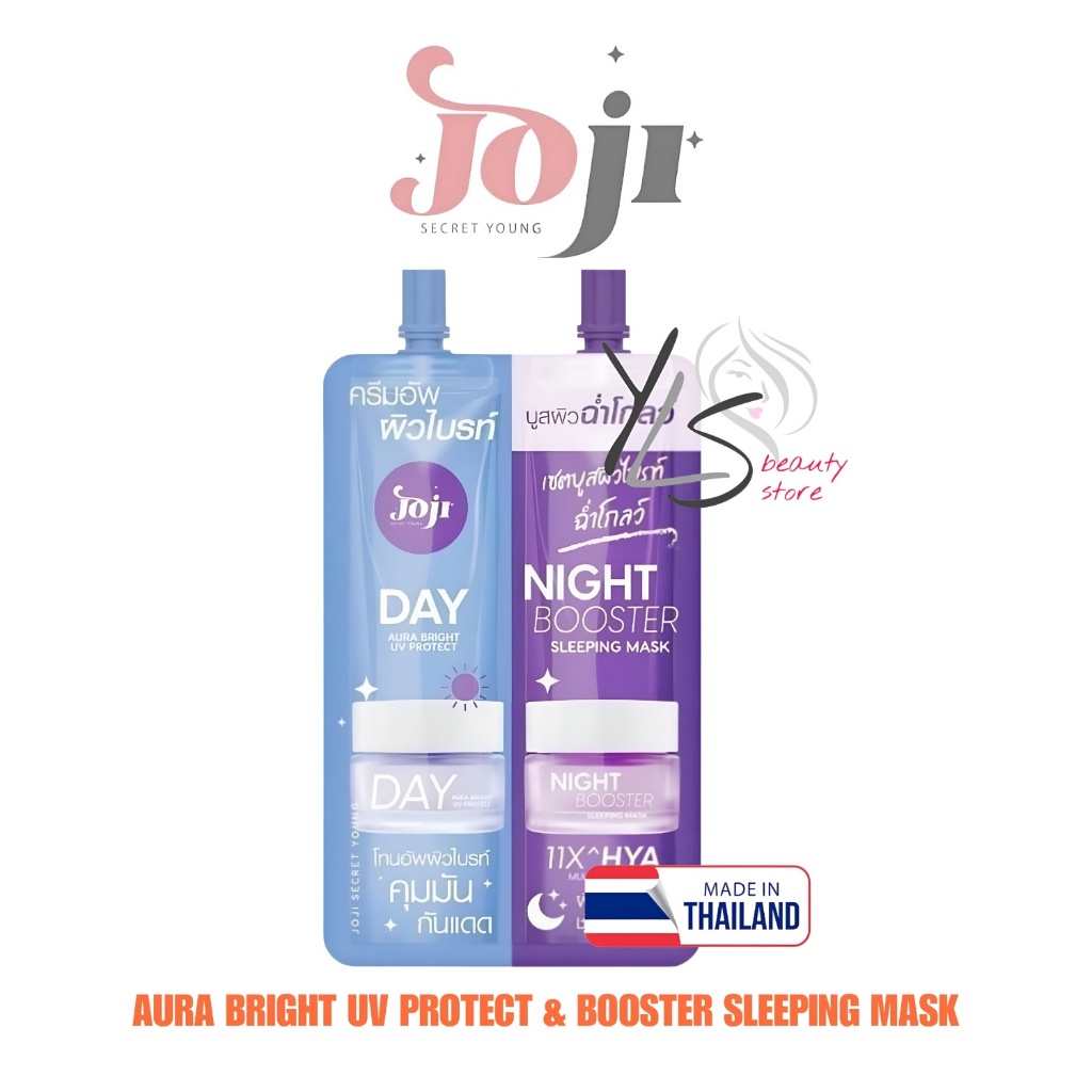 JOJI SECRET YOUNG DAY AURA BRIGHT UV PROTECT & NIGHT BOOSTER SLEEPING MASK 8ml + 8ml - ORIGINAL THAI