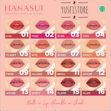 Grosir Hanasui Mattedorable Lip Cream Lip Matte Cream Hanasui Seperti Lip Cream Lip Stick Pewarna Bi