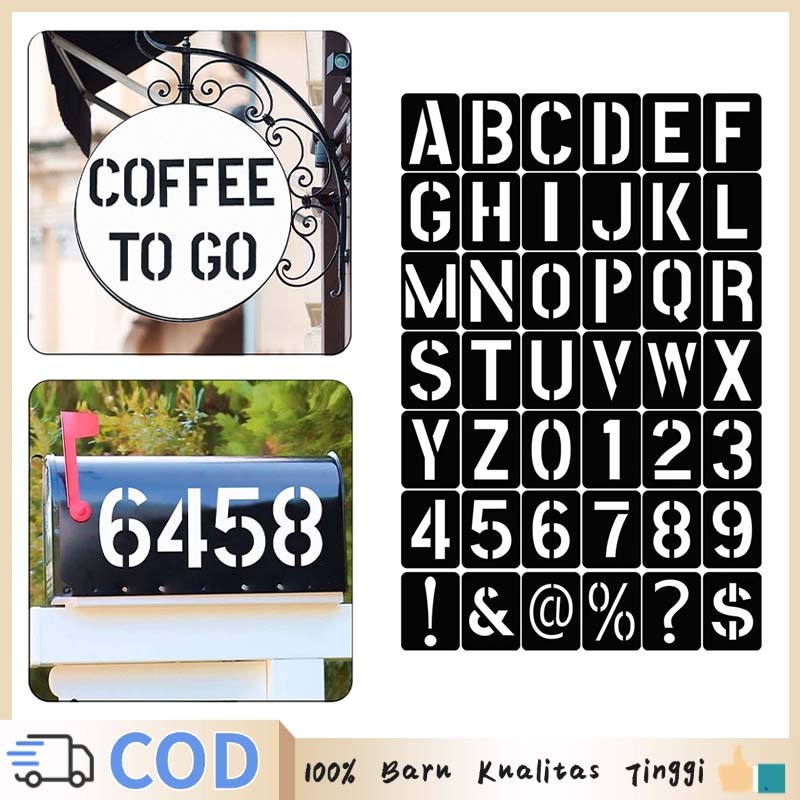 

42Buah Cetakan Huruf Abjad Penggaris Huruf Dan Angka Portable Stensil Plastik Pylox Cat Cetakan Nama Huruf