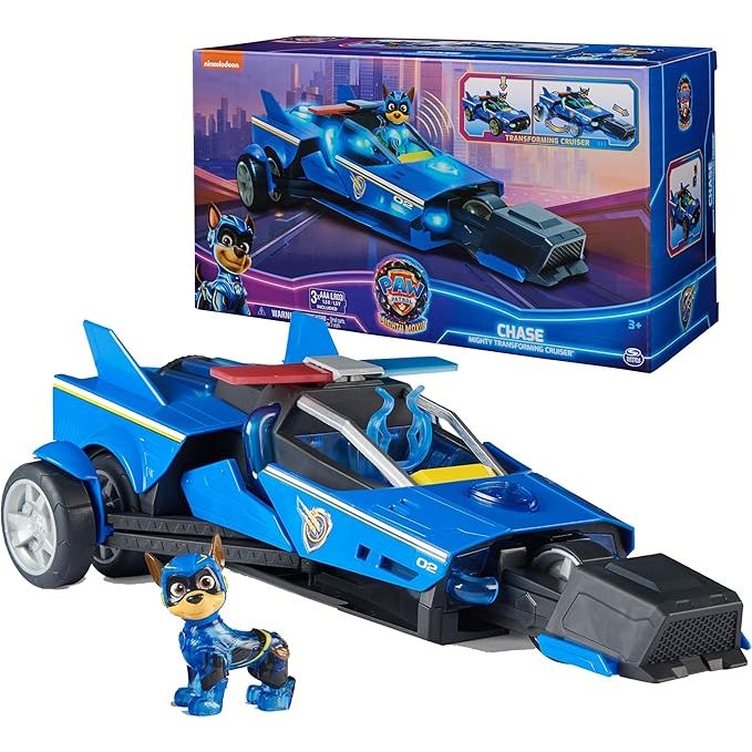 Paw Patrol: The Mighty Movie, Chase's Mighty Transforming Cruiser with Mighty Pups Action Figure