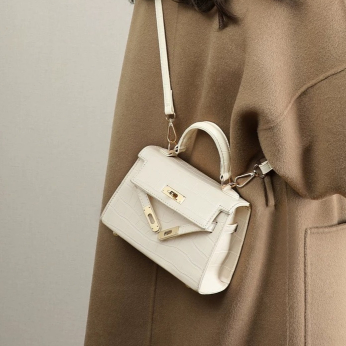 Tas Wanita Tas Bahu Persegi Kecil Tas Wanita Cantik Hitam/Putih Mewah Kelas Atas Amo