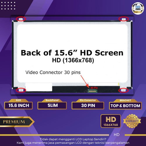 15.6 30pin Slim LED LCD Laptop Asus X555B X555BA X555BP X555DA X555DG - Garansi