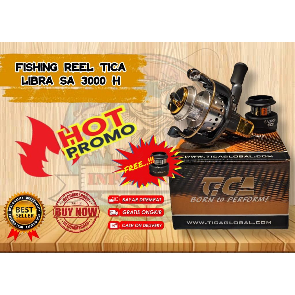 Fishing Reel Tica Libra SA 3000 H FREE.. Spool reel tica libra cadangan warna hitam