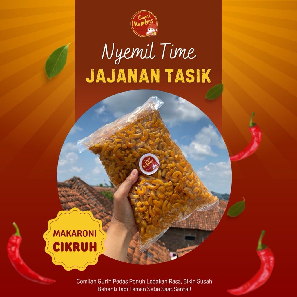 

Makaroni Cikruh 500gr (Tanpa Daun Jeruk) Pedas Gurih - Makanan Ringan Bantet Tasikmalaya - Cemilan Snack Food