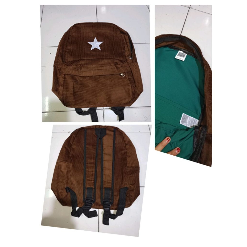 tas ransel Corduroy bintang