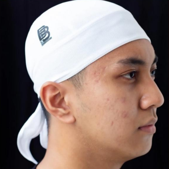 Durag BALLERBRO Ikat Kepala Pria Wanita Olahraga Basket Model Pengikat Belakang Hitam Putih Polos Pr